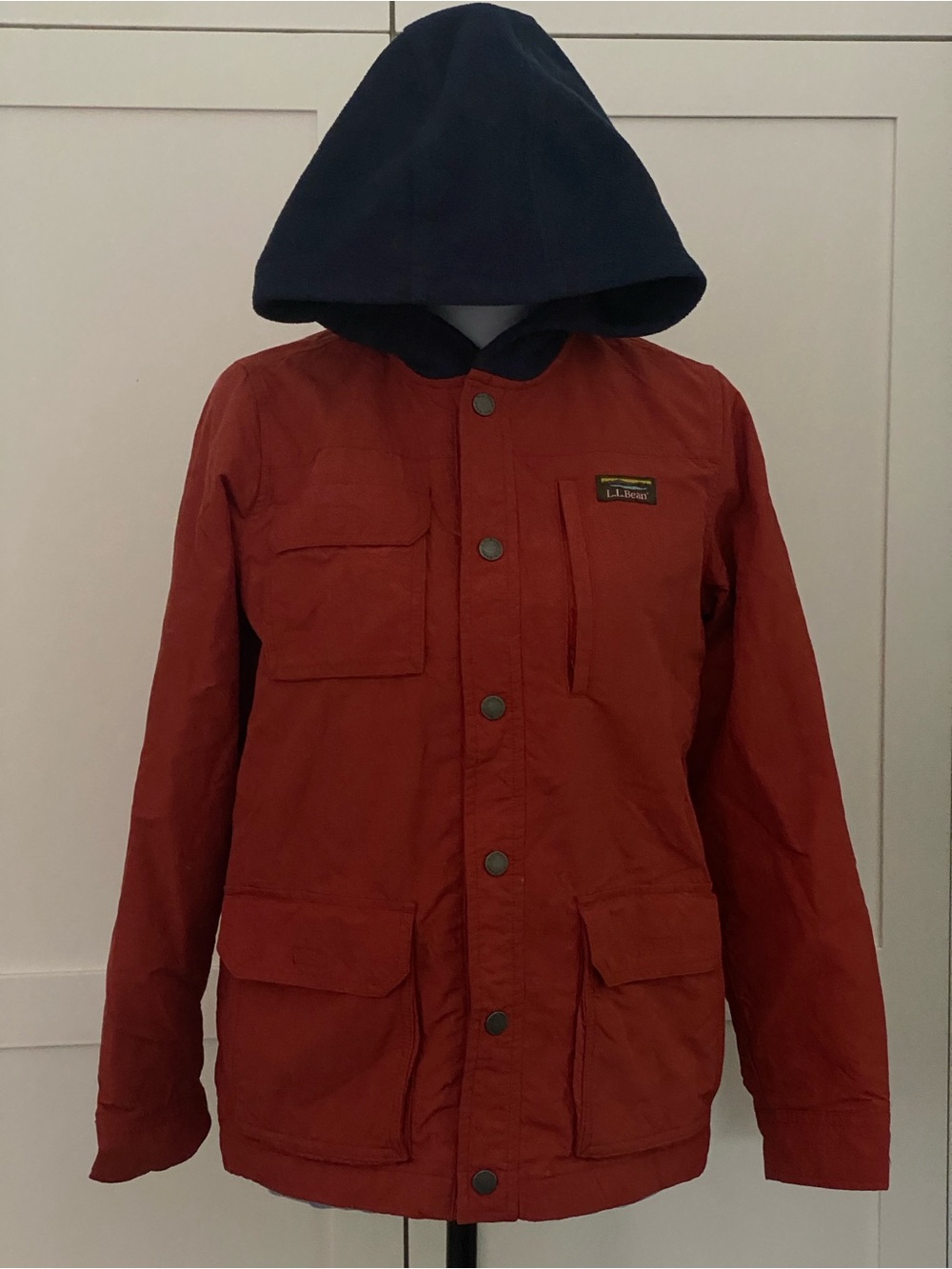 L.L. Bean Kids Mountain Classic Water-Resistant Hooded Utility Jacket Rust 14-16